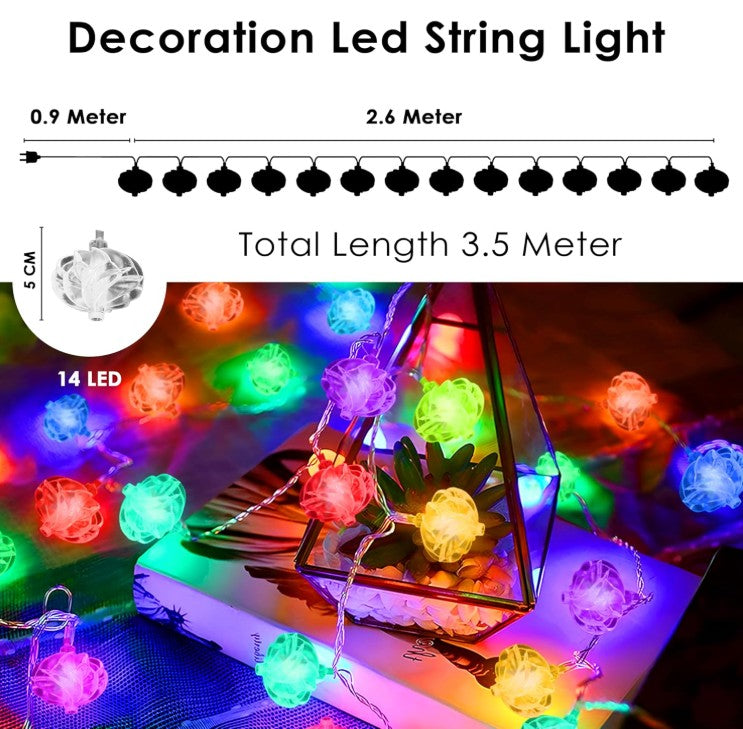 String Lights - 14 LED Crystal Flower Ball