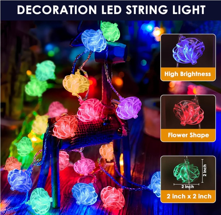 String Lights - 14 LED Crystal Flower Ball
