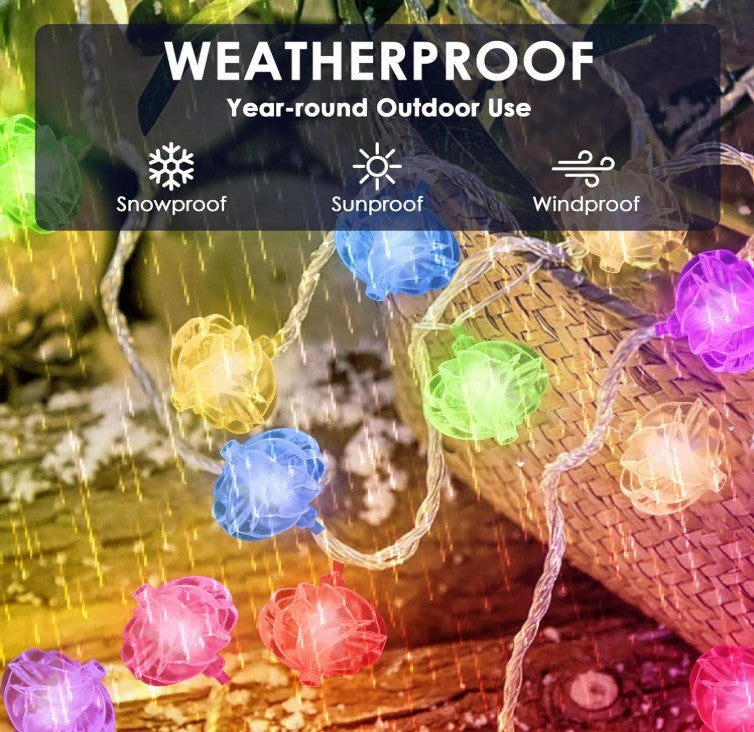 String Lights - 14 LED Crystal Flower Ball