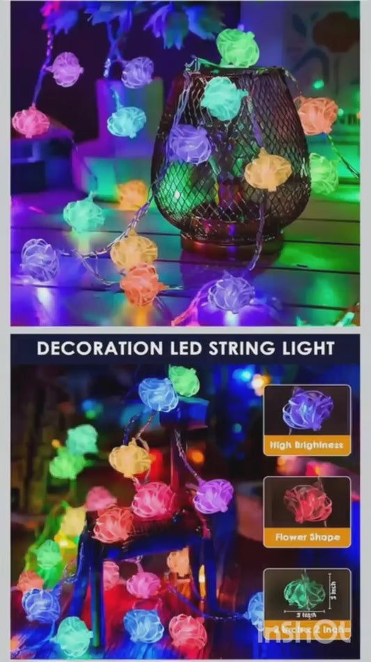 String Lights - 14 LED Crystal Flower Ball